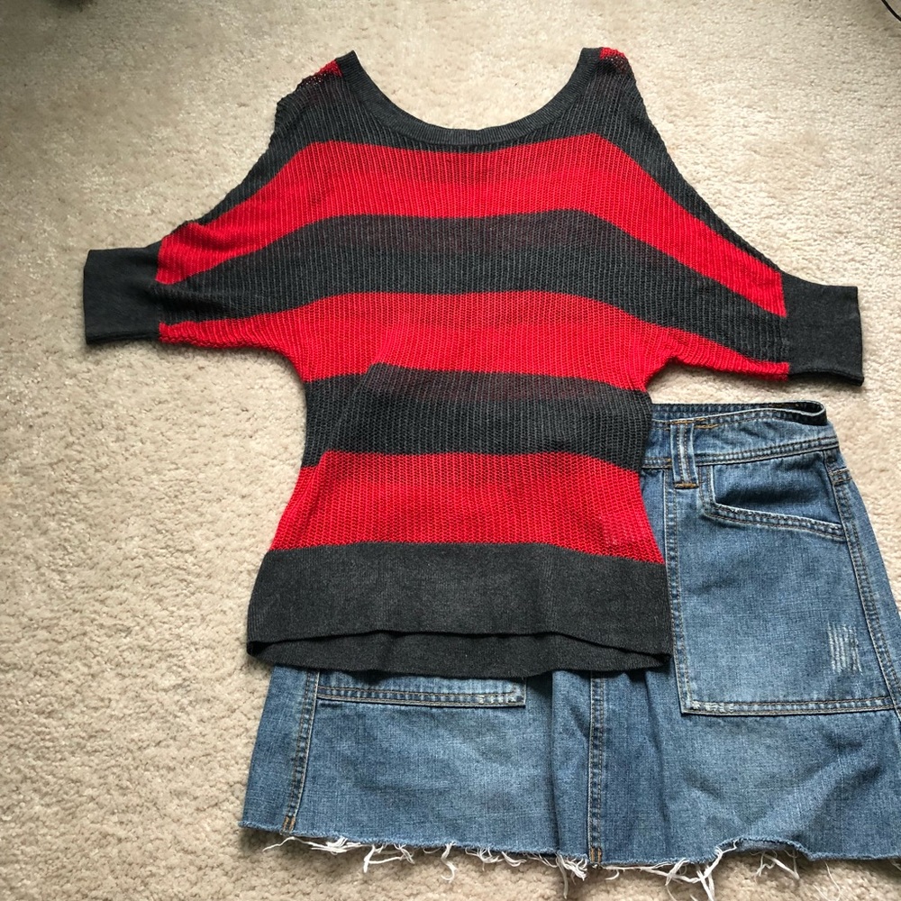 Orange and Grey Knit Top I1